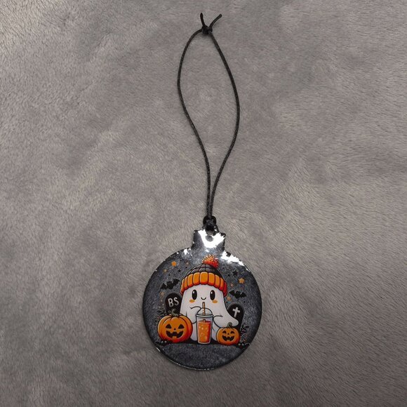 Handmade Ghost Halloween Resin Ornament Pumpkins Fall Leaves Holiday Decor - Picture 4 of 5